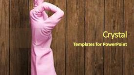  Presentation with rubber industry - Beautiful slides featuring funny jobs - pink rubber glove gesturing backdrop and a  colored foreground
