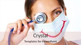  Presentation with mask - Beautiful theme featuring funny jobs - portrait of assistant in mask backdrop and a coral colored foreground