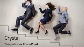  Presentation with young people diversity - Beautiful slide set featuring funny jobs - young people in business suits backdrop and a light gray colored foreground