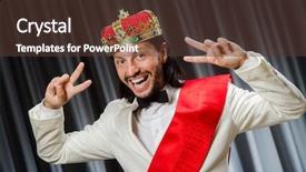  Presentation with king crown - Amazing presentation design having funny king wearing crown backdrop and a tawny brown colored foreground