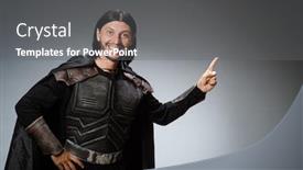  Presentation with knight - Slides featuring funny knight against dark background background and a gray colored foreground