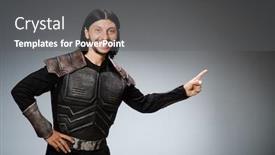  Presentation with knight - Slide set having funny knight against dark background background and a gray colored foreground