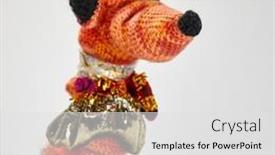  Presentation with fox - Presentation design with funny-knitted-red-fox-toy background and a light gray colored foreground