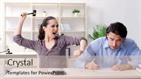  Presentation with marriage law - Presentation design featuring funny law - young family in marriage divorce background and a soft green colored foreground