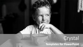  Presentation with black tea - Presentation theme consisting of funny-little-boy-is-drinking background and a gray colored foreground