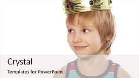  Presentation with crown - Audience pleasing PPT theme consisting of funny little boy with crown backdrop and a white colored foreground