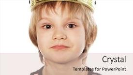  Presentation with crown - Colorful presentation theme enhanced with funny little boy with crown backdrop and a lemonade colored foreground