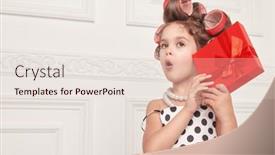  Presentation with text box - Slide deck with funny-little-fashionista-girl-emotionally and a  colored foreground