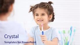  Presentation with bathroom - Slide deck consisting of funny little girl brushing teeth background and a sky blue colored foreground