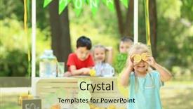  Presentation with lemonade - Cool new theme with funny little girl near lemonade backdrop and a soft green colored foreground