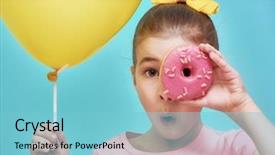  Presentation with bright yellow - Presentation theme enhanced with funny little girl on background background and a light blue colored foreground