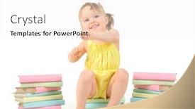  Presentation with girl reading - Presentation theme consisting of funny-little-girl-reading-books background and a white colored foreground
