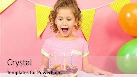  Presentation with birthday cake - Amazing slides having funny little girl with birthday backdrop and a  colored foreground