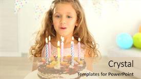  Presentation with mini birthday cake celebration - Cool new theme with funny little girl with birthday backdrop and a lemonade colored foreground