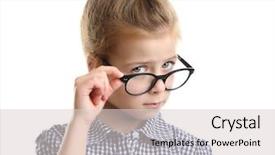  Presentation with glasses - Presentation theme enhanced with funny little girl with glasses background and a  colored foreground