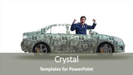  Presentation with self driving car - Slide deck consisting of funny loan - businessman driving car covered background and a gray colored foreground