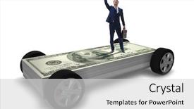  Presentation with business growth dollar - PPT theme consisting of funny loan - businessman in the business concept background and a light gray colored foreground