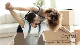  Presentation with happy hour is the best - Beautiful presentation theme featuring funny loan - happy married couple backdrop and a coral colored foreground