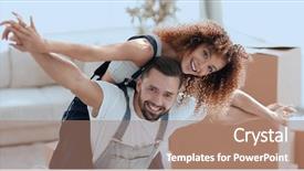  Presentation with married couple - Beautiful slide set featuring funny loan - happy married couple backdrop and a  colored foreground