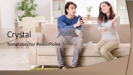  Presentation with budget - Colorful presentation theme enhanced with funny loan - young couple in budget planning backdrop and a soft green colored foreground