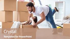  Presentation with doctor a new born and family - Beautiful theme featuring funny loan - young family moving to new backdrop and a  colored foreground