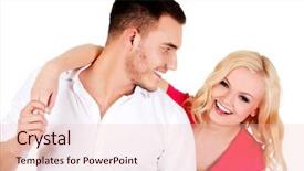  Presentation with love - Beautiful presentation design featuring funny love couple making stupid backdrop and a  colored foreground