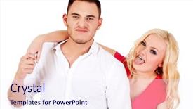  Presentation with movie theater loving couple - Cool new presentation theme with funny love couple making stupid backdrop and a sky blue colored foreground