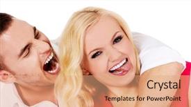  Presentation with faith hope love balance - Beautiful presentation theme featuring funny love couple making stupid backdrop and a coral colored foreground