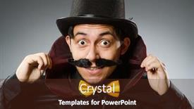  Presentation with magician - Amazing slide set having funny magician man wearing tophat backdrop and a tawny brown colored foreground