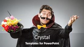  Presentation with magician - PPT layouts with wierd - funny magician man with wand background and a black colored foreground