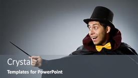  Presentation with magician - Cool new presentation theme with wierd - funny magician man with wand backdrop and a gray colored foreground