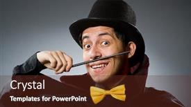  Presentation with magician - Colorful presentation enhanced with wierd - funny magician man with wand backdrop and a tawny brown colored foreground