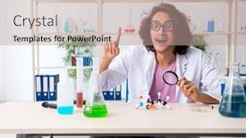  Presentation with lab - Theme consisting of funny-male-chemist-working background and a coral colored foreground