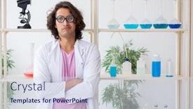  Presentation with lab - Slide deck consisting of funny-male-chemist-working background and a sky blue colored foreground