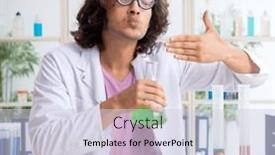  Presentation with chemist - PPT theme featuring funny-male-chemist-working background and a lemonade colored foreground