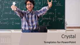  Presentation with math teacher - Cool new theme with funny male math teacher backdrop and a light gray colored foreground