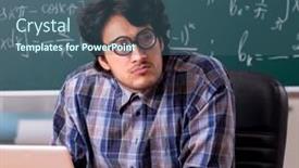  Presentation with math teacher - Presentation theme having funny-male-math-teacher background and a ocean colored foreground