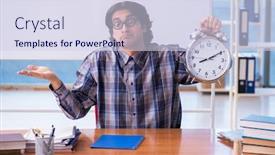  Presentation with whiteboard - Presentation featuring funny-male-teacher-in-front background and a sky blue colored foreground