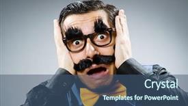  Presentation with dark - Colorful slide set enhanced with funny man against dark background backdrop and a ocean colored foreground