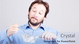  Presentation with eating - Amazing slide deck having funny-man-eating-from-mason backdrop and a light blue colored foreground