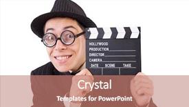  Presentation with clapboard - Theme featuring funny man in elegant suit background and a coral colored foreground
