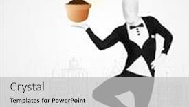  Presentation with eco - Beautiful slide deck featuring funny man in full body suit with eco plant ecological concept backdrop and a light gray colored foreground