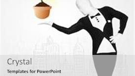  Presentation with eco - Colorful presentation design enhanced with funny-man-in-full-body backdrop and a light gray colored foreground