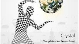  Presentation with body - Theme enhanced with full body suit holding planet background and a white colored foreground