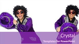  Presentation with costume - Presentation design with funny man in velvet costume background and a  colored foreground