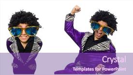  Presentation with pink color velvet textile - Presentation theme consisting of funny man in velvet costume background and a violet colored foreground