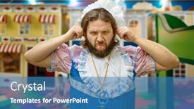  Presentation with teasing - Slides featuring funny-man-like-little-baby background and a teal colored foreground