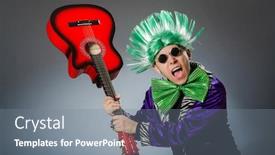  Presentation with music man in suit guitar - Cool new slides with funny man playing guitar in musical concept backdrop and a gray colored foreground