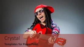  Presentation with guitar - Slide set featuring funny-man-playing-guitar background and a  colored foreground