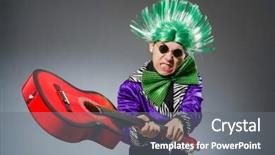  Presentation with guitar - Cool new PPT layouts with funny man playing guitar backdrop and a  colored foreground